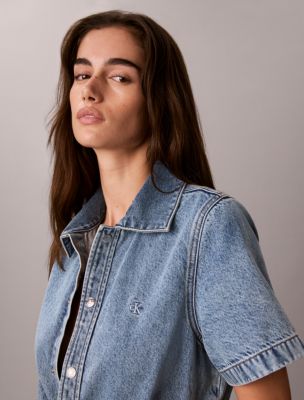 Женские платья Calvin Klein Denim Trucker Short Sleeve Mini Dress — фото 3