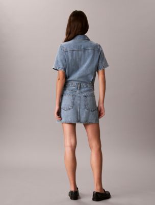 Женские платья Calvin Klein Denim Trucker Short Sleeve Mini Dress — фото 4
