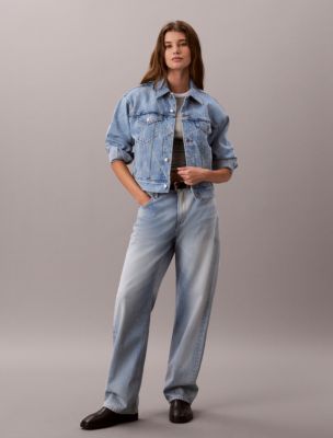 Женская куртка Calvin Klein Monogram Logo 90s Trucker, цвет: Синий — фото 2