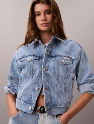 Monogram Logo 90s Trucker Jacket, CK Blue Delta