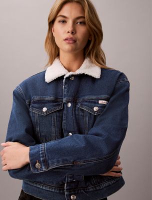 Женская куртка Calvin Klein Denim Sherpa, цвет: Dark Horizon — фото 6