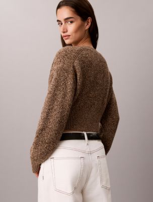 Женский кардиган Calvin Klein Wool Blend Mouline, цвет: Орех — фото 4