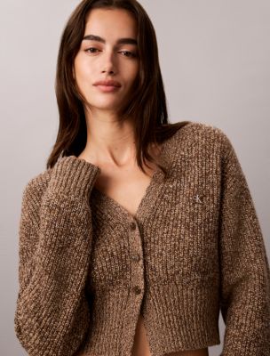 Женский кардиган Calvin Klein Wool Blend Mouline, цвет: Орех — фото 1