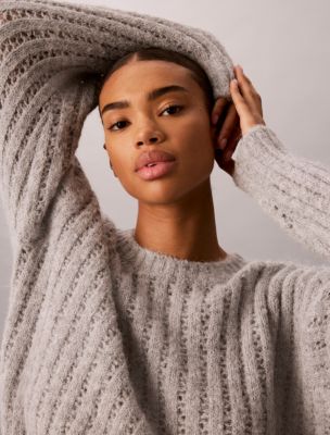 Pointelle Stitch Sweater, Heroic Grey Heather