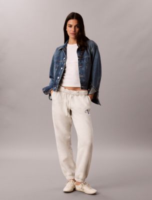 Rhinestone Monologo Fleece Sweatpants, Light Grey Heather