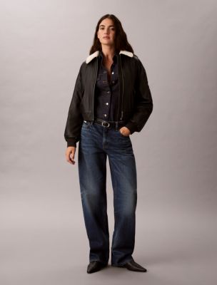 Женская куртка Calvin Klein Sherpa Collar Padded Bomber, цвет: Чёрный — фото 3