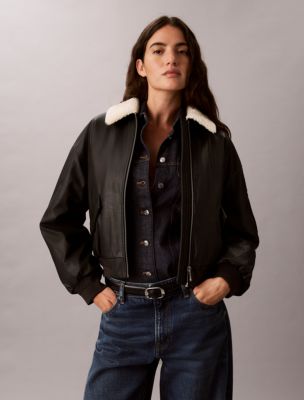 Sherpa Collar Padded Bomber Jacket, Black