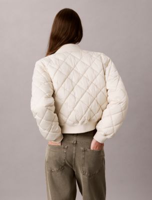 Женская куртка Calvin Klein Quilted Satin Bomber, цвет: Turtledove — фото 3