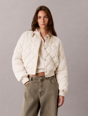 Quilted Satin Bomber Jacket, Turtledove