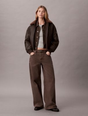 Low Rise Baggy Garment-Dyed Jeans, Molasses