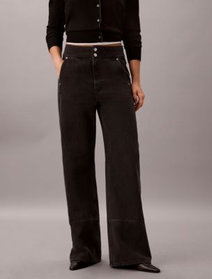Женские джинсы Calvin Klein Seamed Wide Leg, цвет: Полуночный чёрный — фото 2