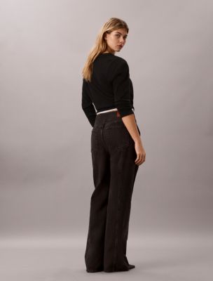 Женские джинсы Calvin Klein Seamed Wide Leg, цвет: Полуночный чёрный — фото 3