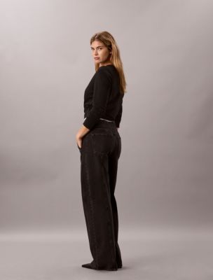 Женские джинсы Calvin Klein Seamed Wide Leg, цвет: Полуночный чёрный — фото 5