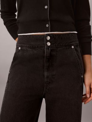 Женские джинсы Calvin Klein Seamed Wide Leg, цвет: Полуночный чёрный — фото 6