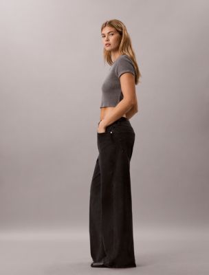 Женские джинсы Calvin Klein Wide Leg, цвет: Угольный — фото 3