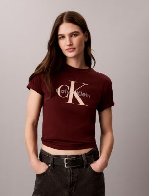 Rhinestone Monologo Classic Tee, Merlot 