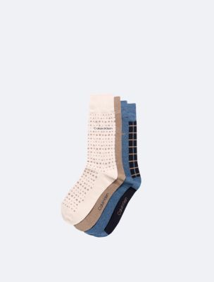 Combed Cotton 4-Pack Dress Socks, Beige