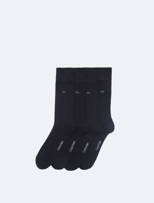 Flat Knit Logo 4-Pack Dress Socks, Black