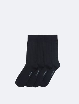 Ribbed Logo 4-Pack Dress Socks, Black