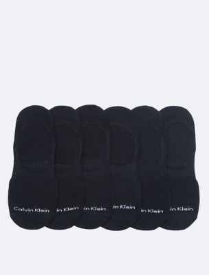 Flat Knit Logo 6-Pack Liner Socks, Black