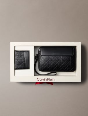 Картхолдер с чехлом Calvin Klein с логотипом-эмблемой по всей поверхности, цвет: Чёрный