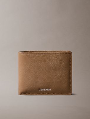 Saffiano Leather Card Case Bifold Wallet, Caribou