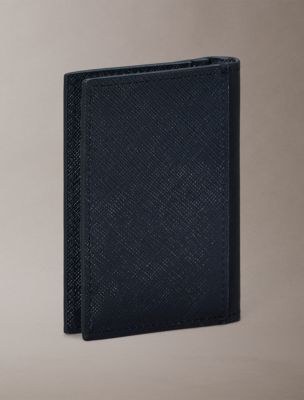 Мужской кошелёк Calvin Klein Refined Saffiano Compact Bifold Wallet, цвет: Синий — фото 2