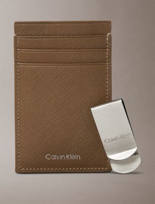 Refined Saffiano Card Case + Money Clip, Caribou