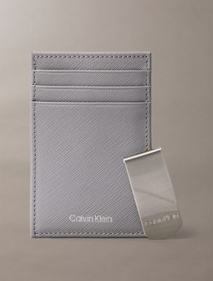Refined Saffiano Card Case + Money Clip, Titanium
