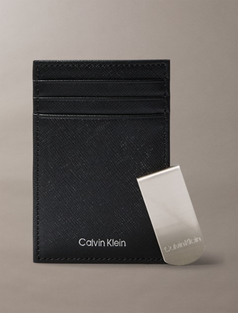 Мужские кошельки Calvin Klein Refined Saffiano Card Case + Money Clip