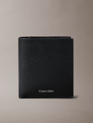 Refined Saffiano Slim Bifold Wallet, Black