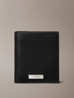 Plaque Logo Trifold Wallet, Black