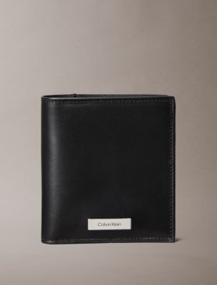 Plaque Logo Slim Bifold Wallet, Black