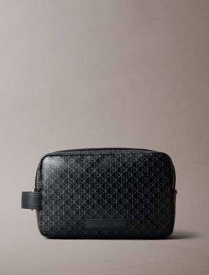 Allover Monogram Logo Zip Dopp Kit, Black