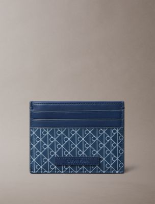 Allover Monogram Logo Card Case, Denim Blue