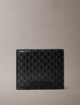 Allover Emblem Logo Bifold Wallet with Coin Pouch, Black