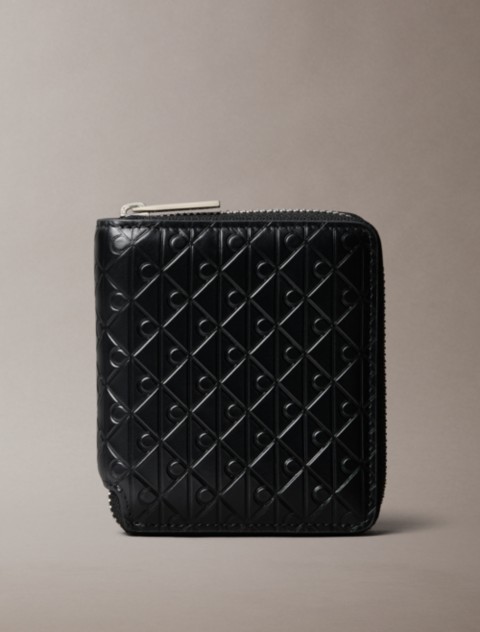 Мужские кошельки Calvin Klein Embossed Allover Emblem Logo Zip Wallet