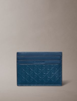 Embossed Allover Monogram Card Case, Moonlit Ocean