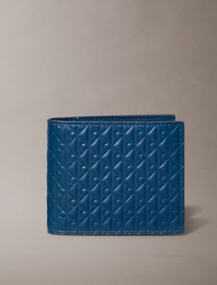 Embossed Allover Monogram Bifold Wallet with Coin Pouch, Moonlit Ocean