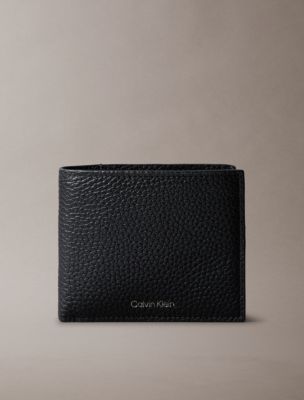 Foil Embossed Logo Bifold Wallet with Coin Pouch, Black