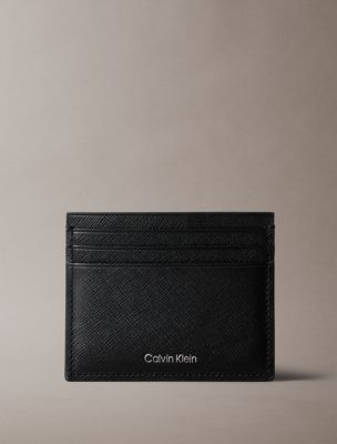 Refined Saffiano Card Case, Black