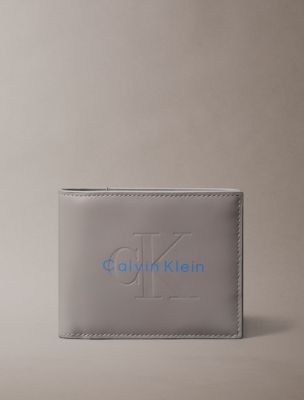 Embossed Monologo Bifold Wallet with Coin Pouch, Cloudburst