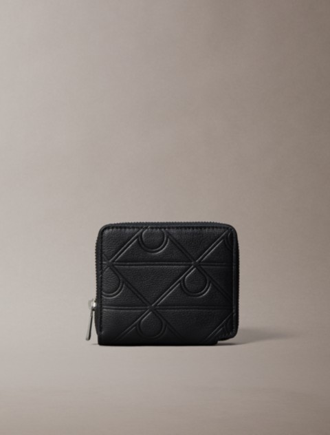Мужские кошельки Calvin Klein Embossed Allover Emblem Logo Zip Wallet