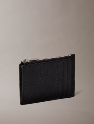 Мужской кошелёк Calvin Klein Foil Embossed Logo Zip Card Case, цвет: Чёрный — фото 2