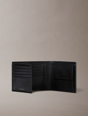 Мужской кошелёк Calvin Klein Emblem Logo Hardware Trifold Coin Wallet, цвет: Чёрный — фото 3