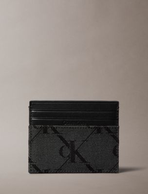 Кошелёк Calvin Klein Monogram Jacquard Card Case, цвет: Чёрный / Тёмный теневой — фото 1