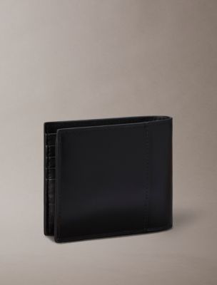 Мужской кошелёк Calvin Klein Allover Emblem Logo Bifold with Coin Pouch, цвет: Чёрный — фото 2