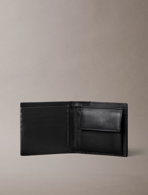 Мужской кошелёк Calvin Klein Allover Emblem Logo Bifold with Coin Pouch, цвет: Чёрный — фото 3