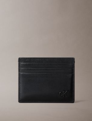 Мужской кошелёк Calvin Klein Suede Monogram Card Case, цвет: Чёрный — фото 1