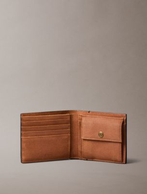 Мужской кошелёк Calvin Klein Suede Monogram Bifold Wallet with Coin Pouch, цвет: Чёрный — фото 2